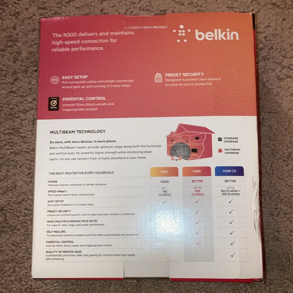 Belkin N300 Gray Wireless Router - Picture 3 of 4